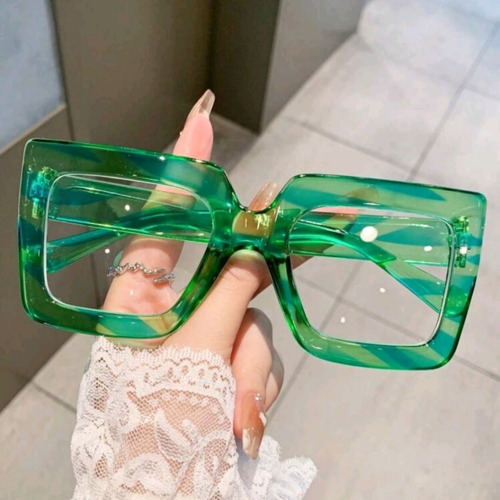 NEW Green Ombre Oversize Round Fashion Glasses